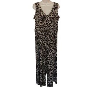 Attitudes By Renee Size Petite L Sleeveless Jumpsuit Animal Print Missing Belt